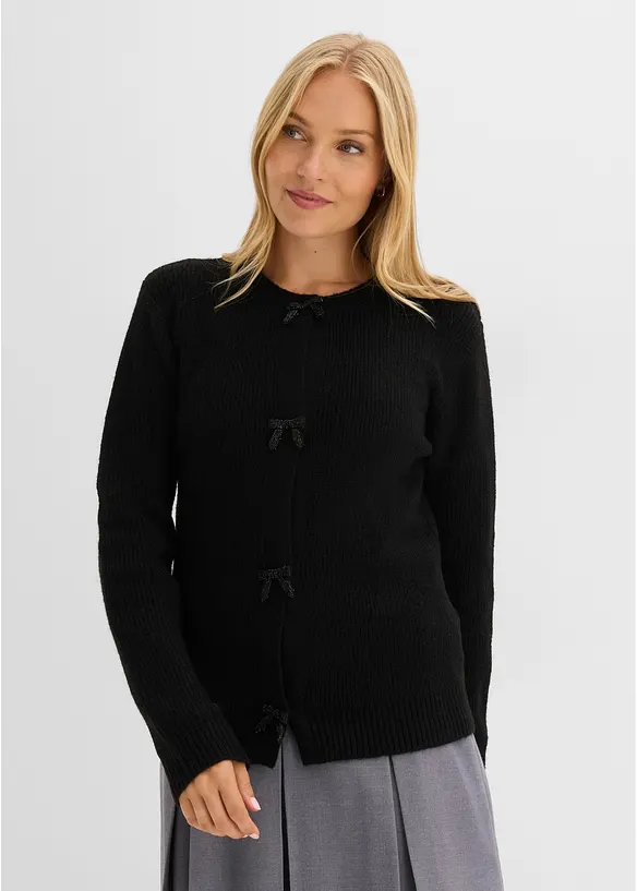 Gilet en fine maille avec n&oelig;uds, bonprix