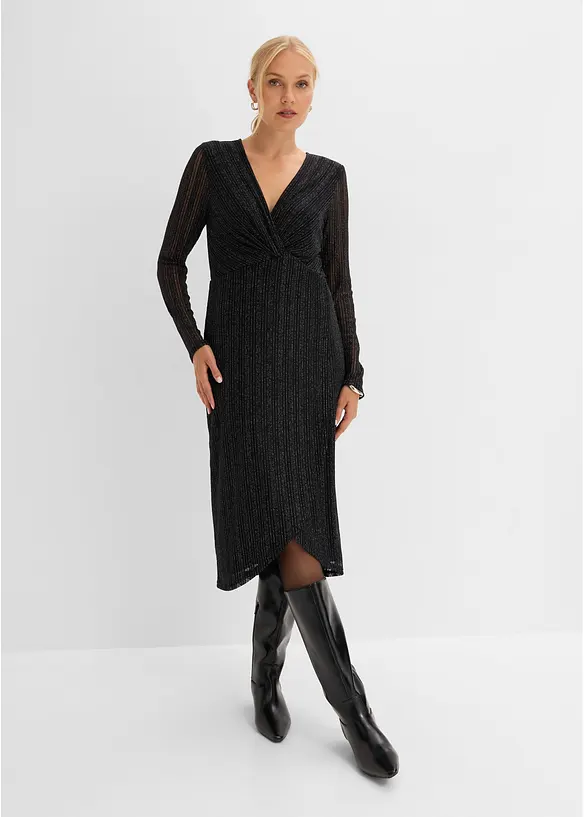 Jerseykleid in Wickeloptik mit Glitzer-Effekt, bonprix