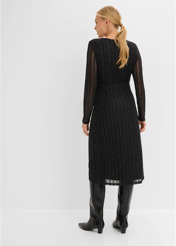 Jerseykleid in Wickeloptik mit Glitzer-Effekt, bonprix