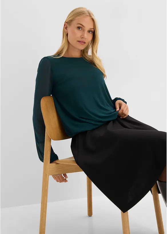 Langarmshirt aus softem Mesh, bonprix