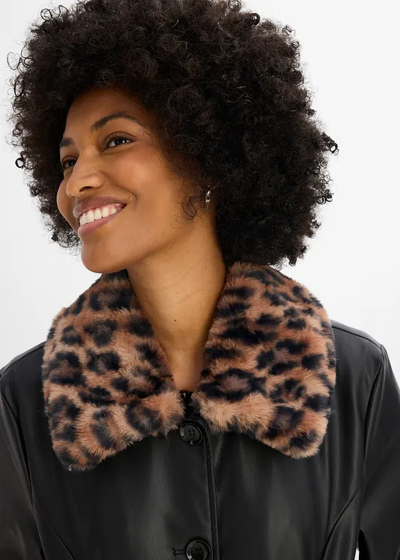 Lederimitat-Jacke mit Fellimitat, bonprix