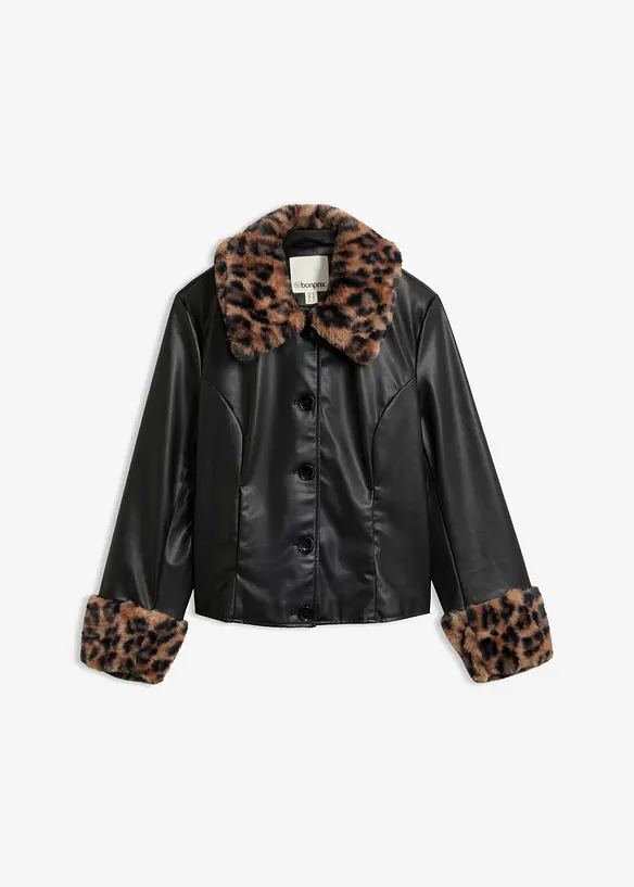 Lederimitat-Jacke mit Fellimitat, bonprix