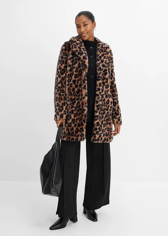 Veste en peluche &agrave; col tailleur, bonprix