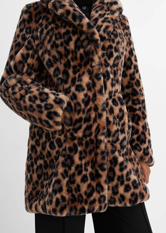 Veste en peluche &agrave; col tailleur, bonprix