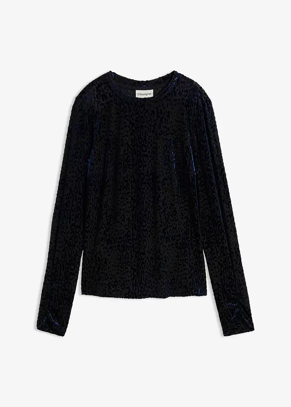 Langarmshirt aus D&eacute;vor&eacute;-Samt, bonprix