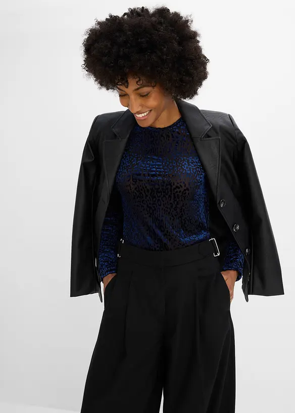Langarmshirt aus D&eacute;vor&eacute;-Samt, bonprix