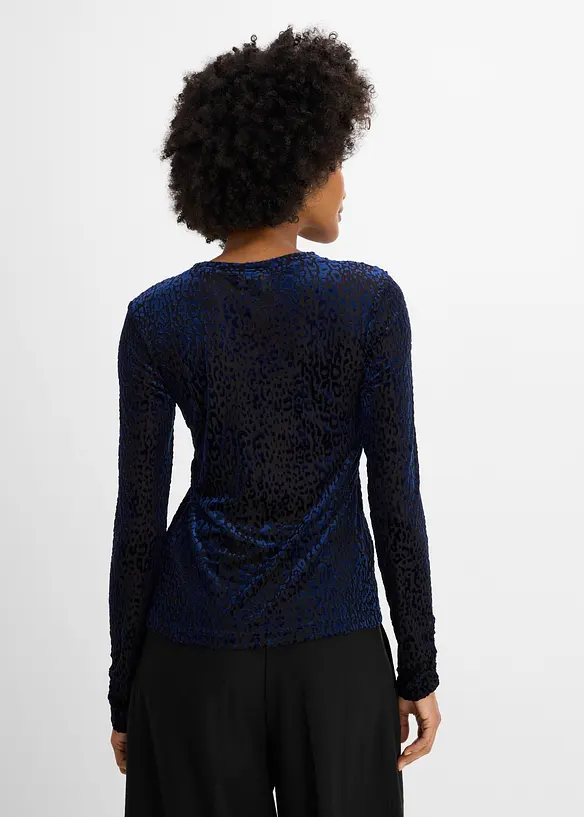Langarmshirt aus D&eacute;vor&eacute;-Samt, bonprix