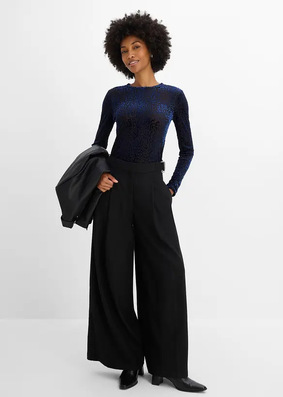 Langarmshirt aus D&eacute;vor&eacute;-Samt, bonprix