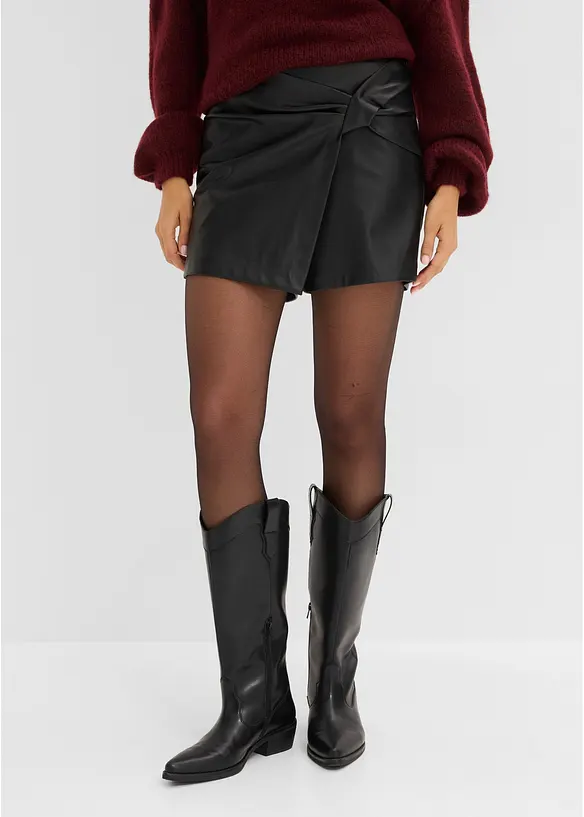 Lederimitat-Skort mit hohem Bund, bonprix