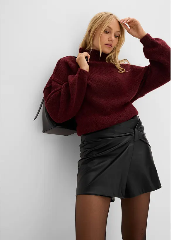Lederimitat-Skort mit hohem Bund, bonprix