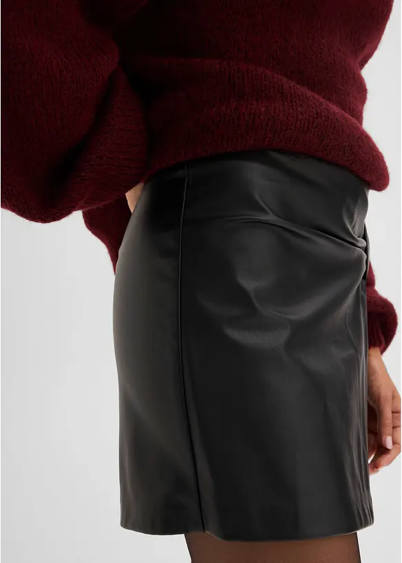 Lederimitat-Skort mit hohem Bund, bonprix