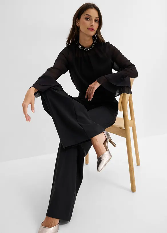 Pantalon large &agrave; pinces, bonprix
