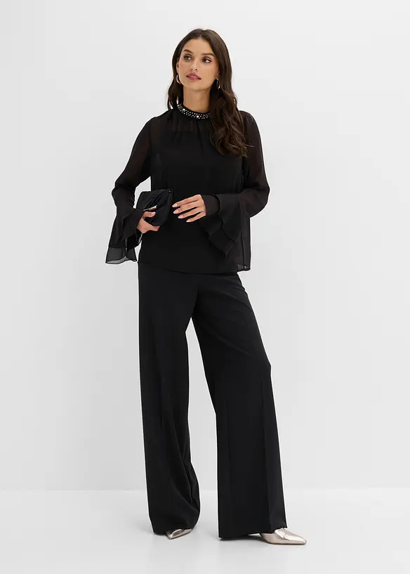 Pantalon large &agrave; pinces, bonprix