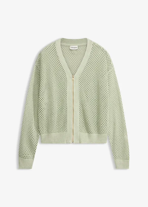 Gilet en maille ajour&eacute;e brillante, bonprix