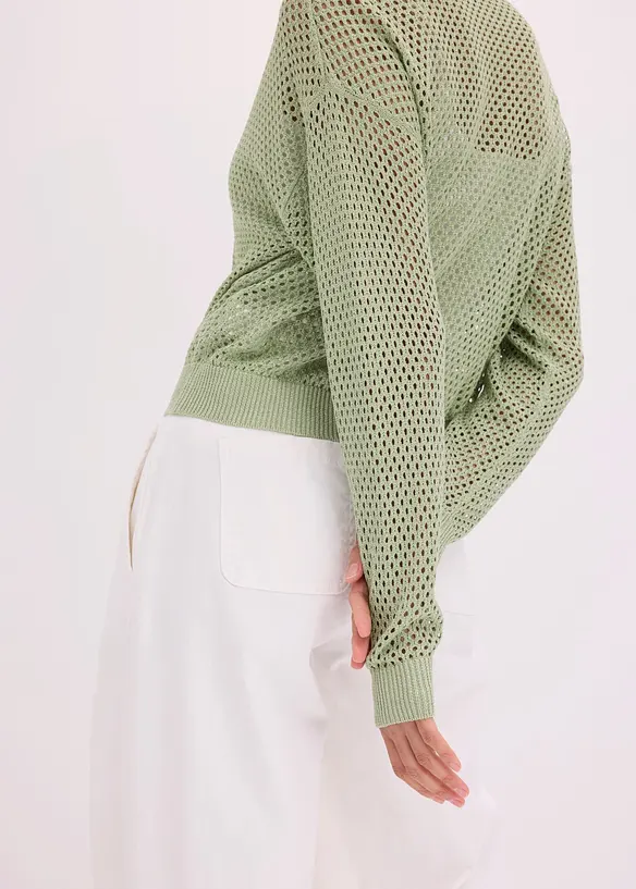Gilet en maille ajour&eacute;e brillante, bonprix
