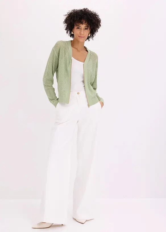Gilet en maille ajour&eacute;e brillante, bonprix