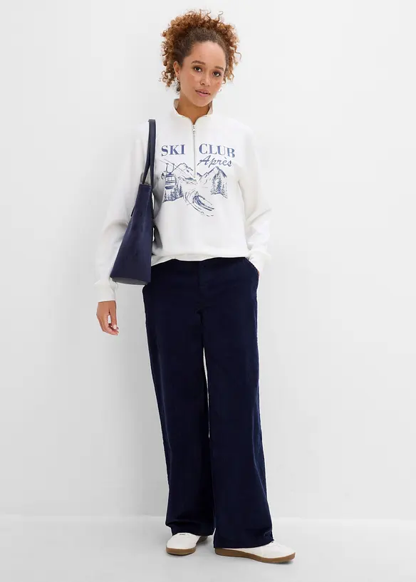 Sweat-shirt en mati&egrave;re n&eacute;opr&egrave;ne &agrave; col camionneur, bonprix