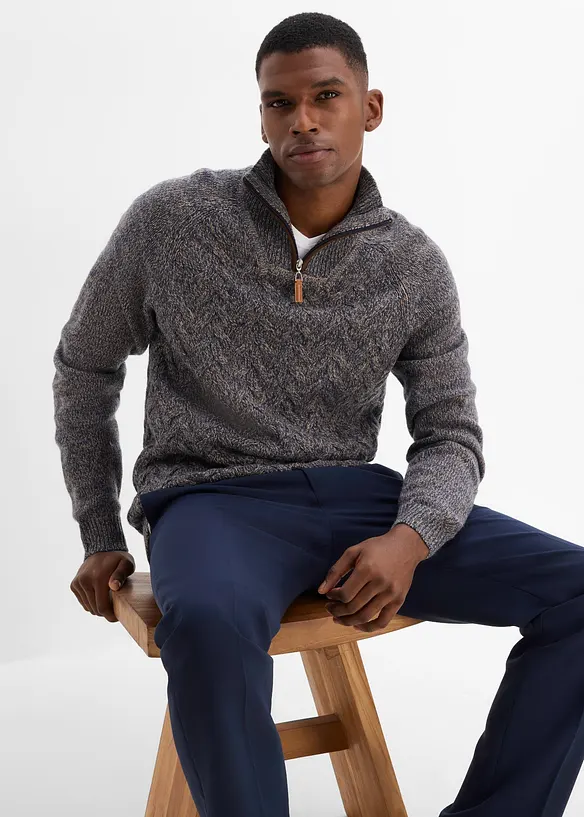 Troyer-Pullover mit Wollanteil, bonprix