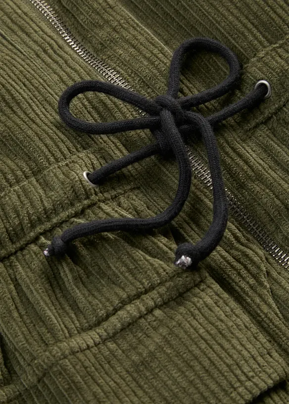 Cord-Mantel mit Teddy-Fleece-Kapuze aus reiner Baumwolle, bonprix