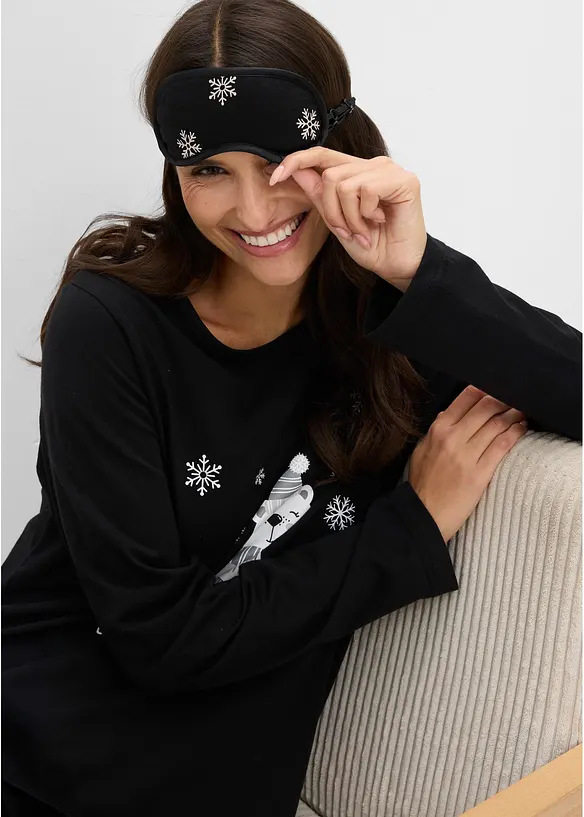 Pyjama 100% coton avec masque de sommeil, bonprix