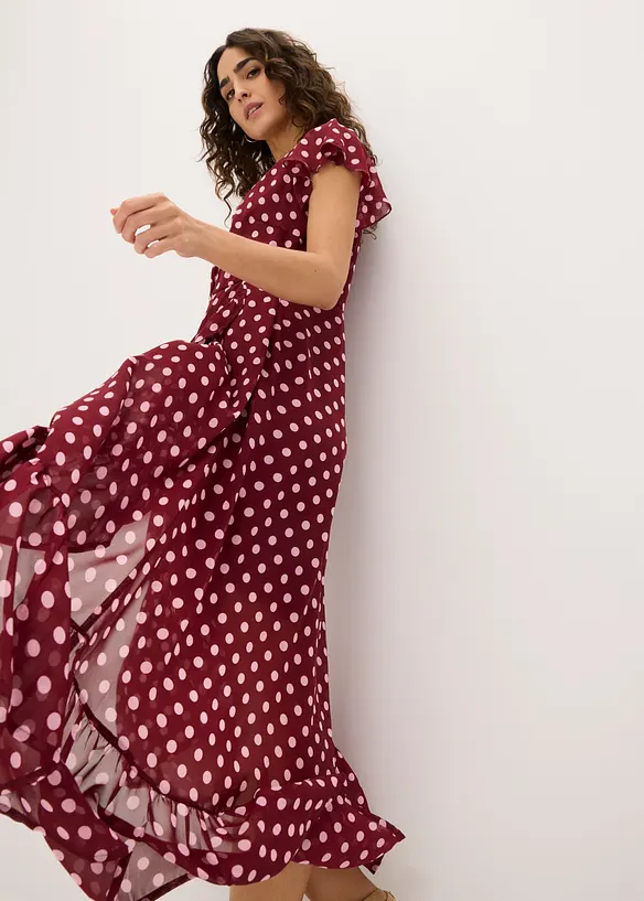 Robe en mousseline &agrave; volants, bonprix