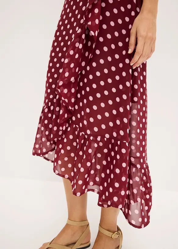 Robe en mousseline &agrave; volants, bonprix