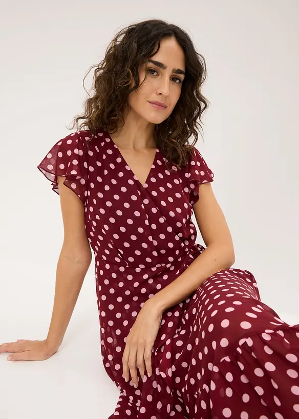 Robe en mousseline &agrave; volants, bonprix