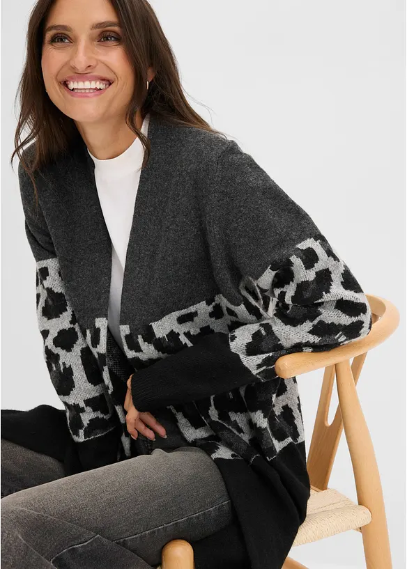 Longstrickjacke mit Jacquardmuster, bonprix