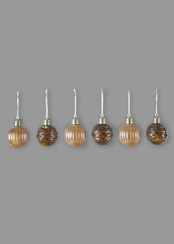 LED-H&auml;ngedeko Weihnachtskugeln (6er Pack), bonprix