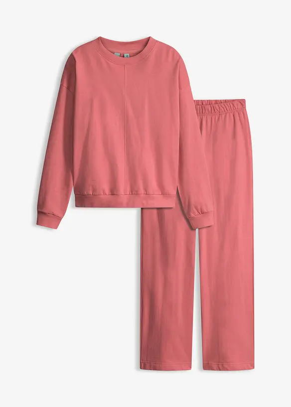 Loungewear Sweat Hausanzug mit verk&uuml;rztem Oberteil, bonprix
