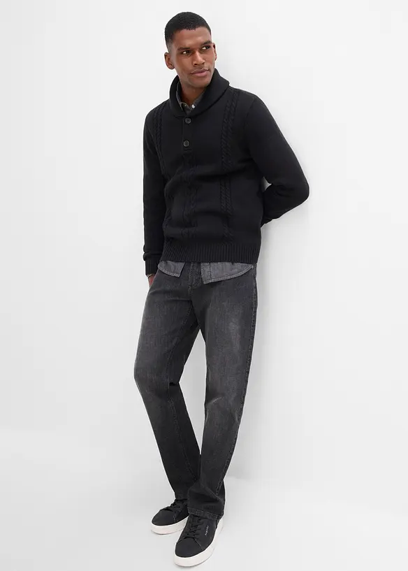 Pull en grosse maille &agrave; col ch&acirc;le, bonprix