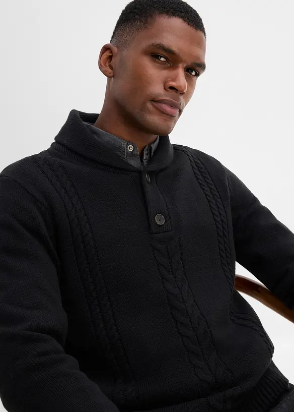 Pull en grosse maille &agrave; col ch&acirc;le, bonprix