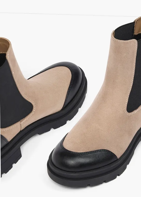 Bottines Chelsea &agrave; semelle crant&eacute;e, bonprix