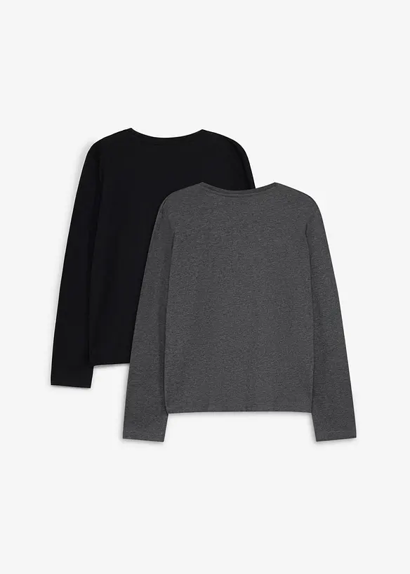 Lot de 2&nbsp;T-shirts manches longues coton de No&euml;l, bonprix