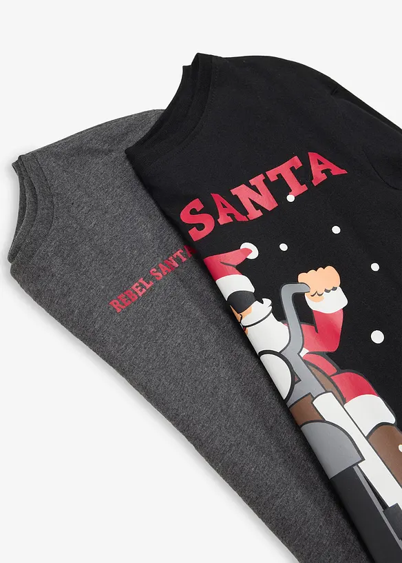 Lot de 2&nbsp;T-shirts manches longues coton de No&euml;l, bonprix