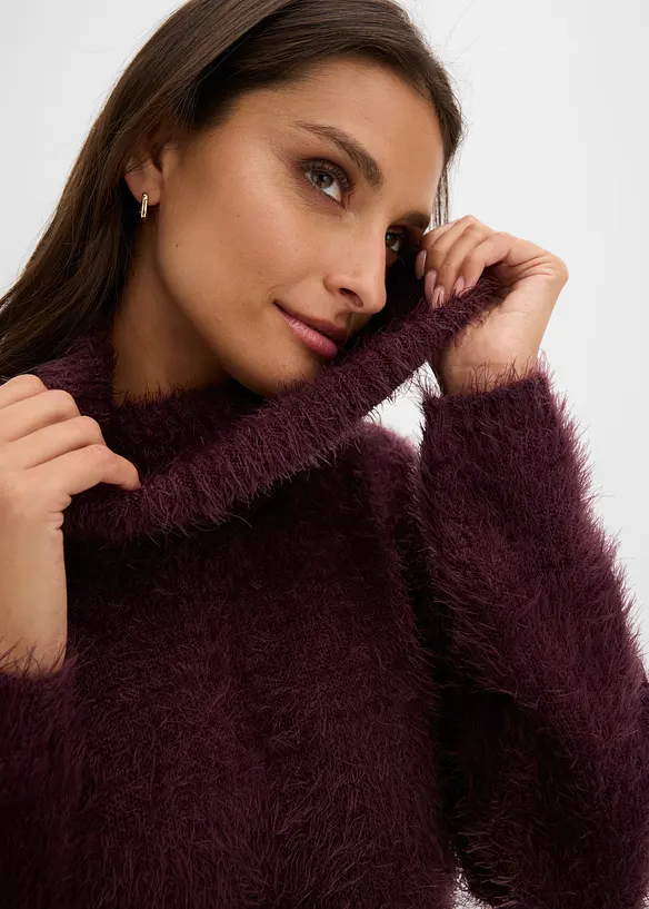 Pull col roul&eacute; en douce maille poilue, bonprix
