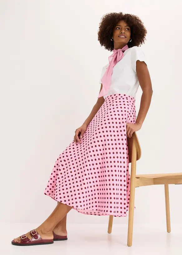 Jupe midi fluide en viscose m&eacute;lang&eacute;e, bonprix