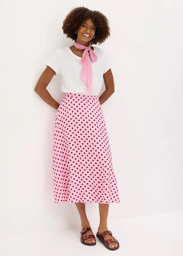 Jupe midi fluide en viscose m&eacute;lang&eacute;e, bonprix