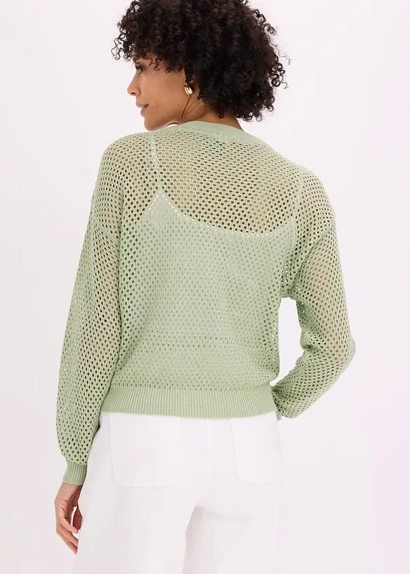 Gilet en maille ajour&eacute;e brillante, bonprix
