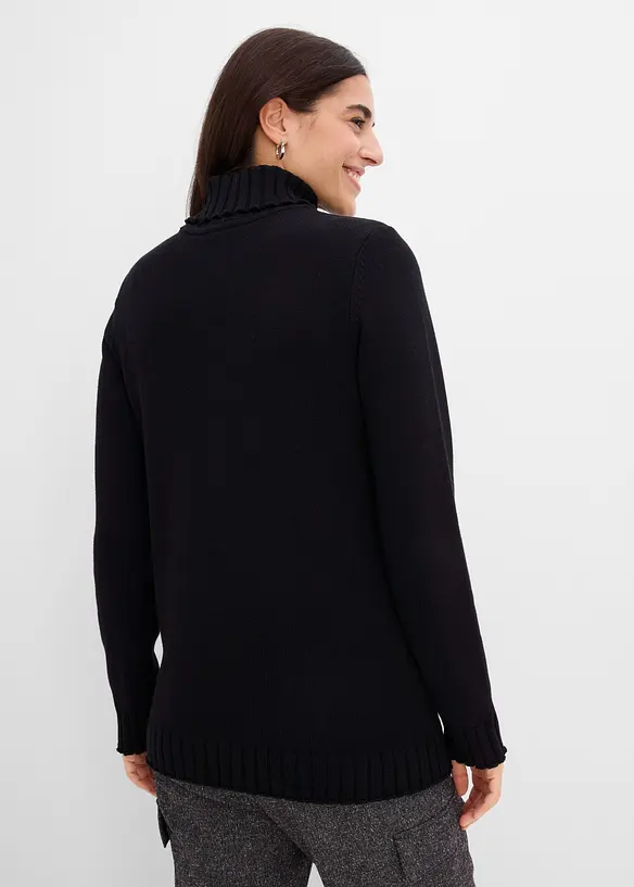 Pull col roul&eacute; en coton, bonprix