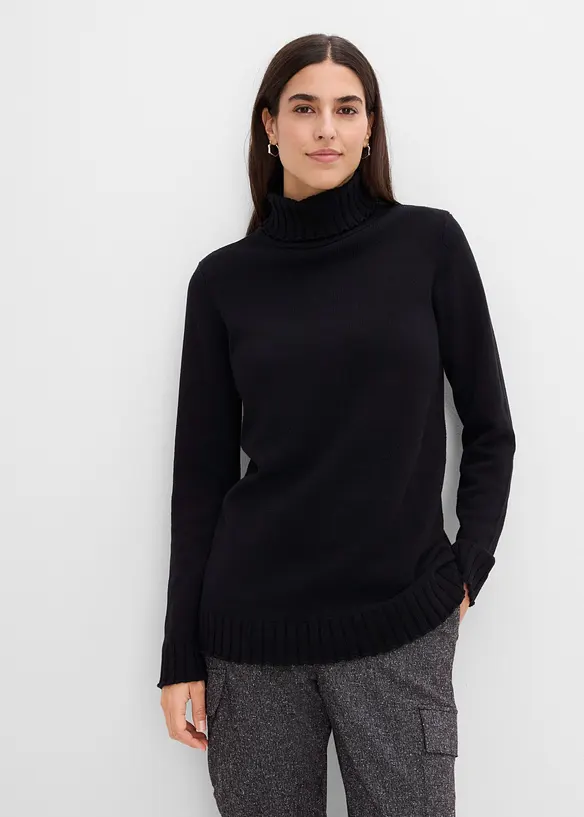 Pull col roul&eacute; en coton, bonprix
