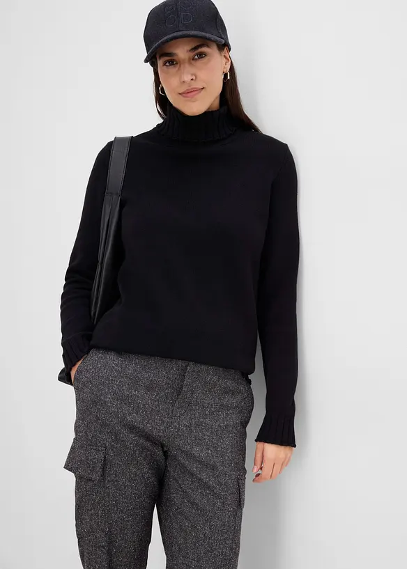 Pull col roul&eacute; en coton, bonprix