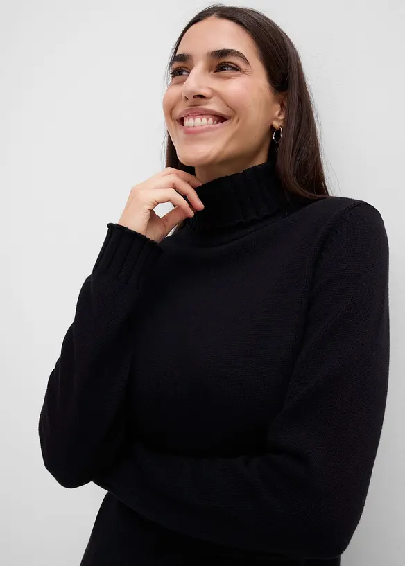 Pull col roul&eacute; en coton, bonprix