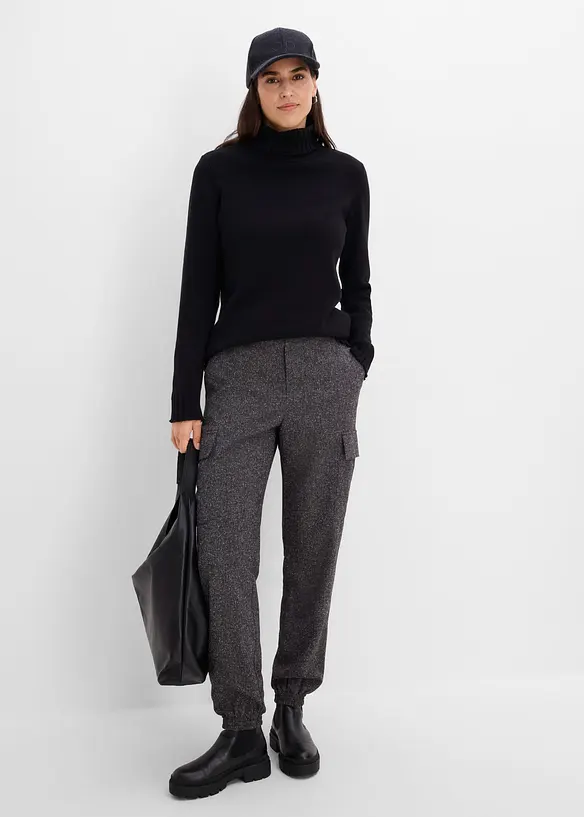 Pull col roul&eacute; en coton, bonprix