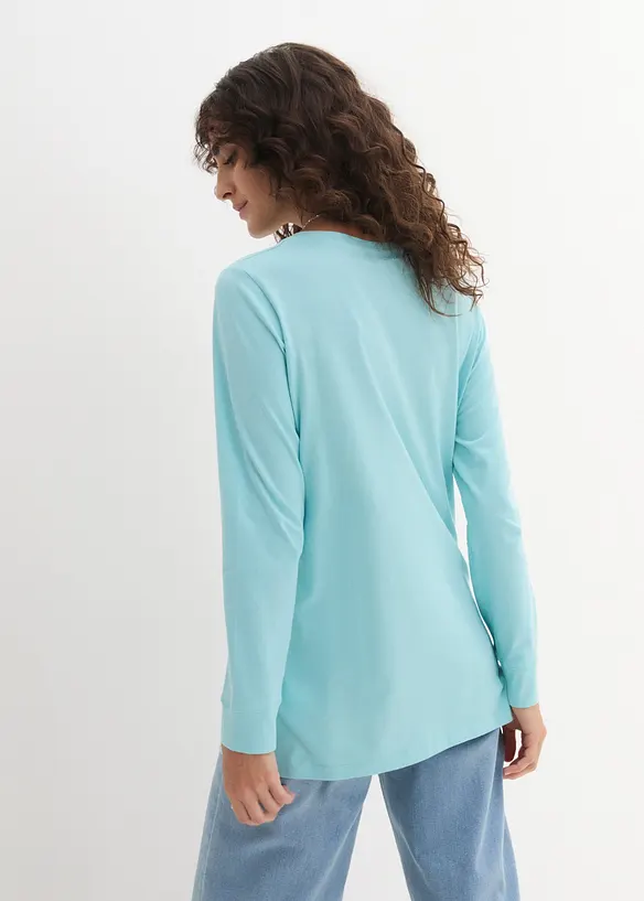 Lot de 5 T-shirts longs &agrave; col rond, manches longues, bonprix