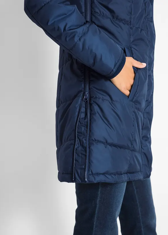 Doudoune longue &agrave; col montant et capuche, bonprix
