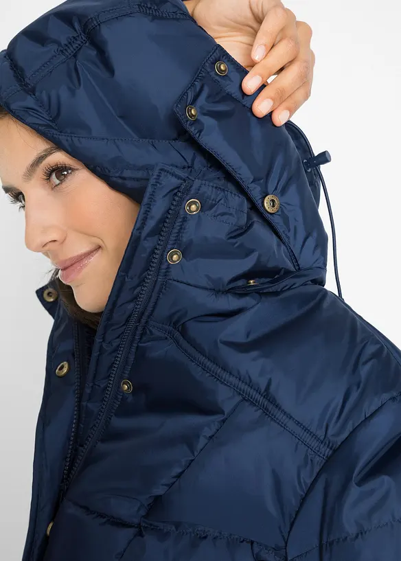 Doudoune longue &agrave; col montant et capuche, bonprix