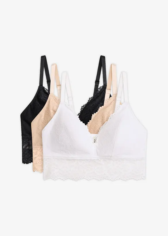 Bustier aus weicher Spitze (3er Pack), bonprix