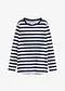 bleu foncé/écru rayé