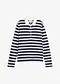 bleu foncé/écru rayé